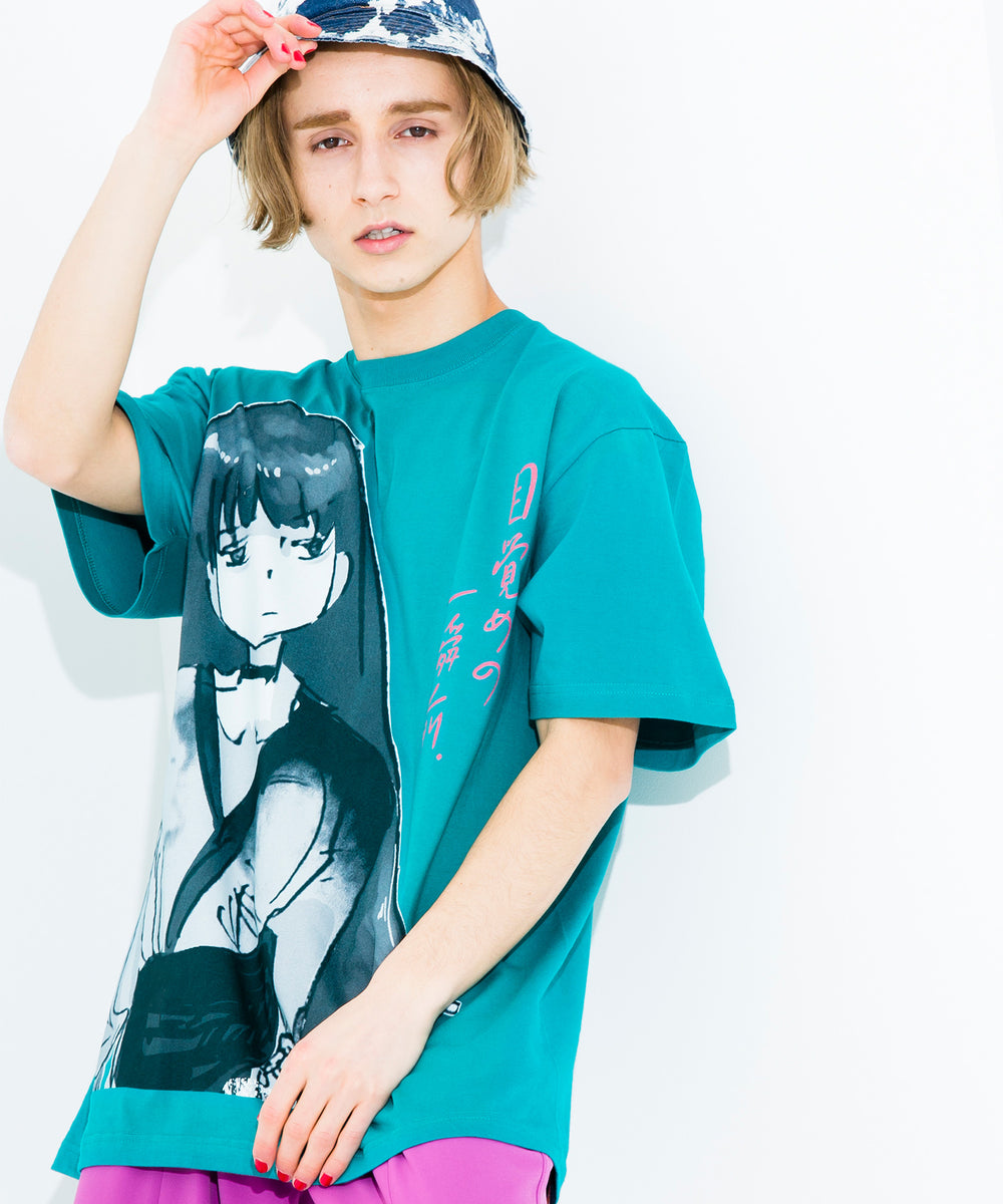 JUN INAGAWA X 目覚めの一瞬前 コラボレーション 黄緑 繭子 T-SHIRT